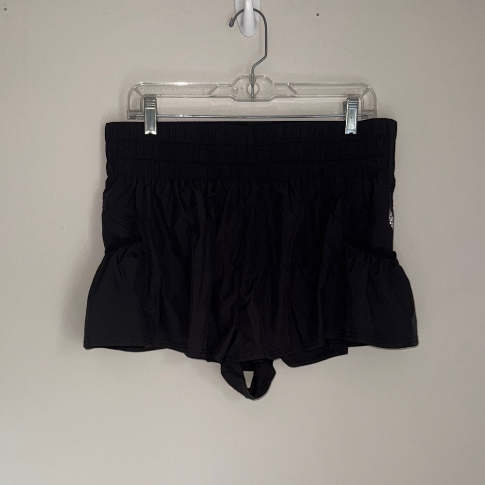 FP Movement by Free People Black Athletic Shorts with Skirt Overlay